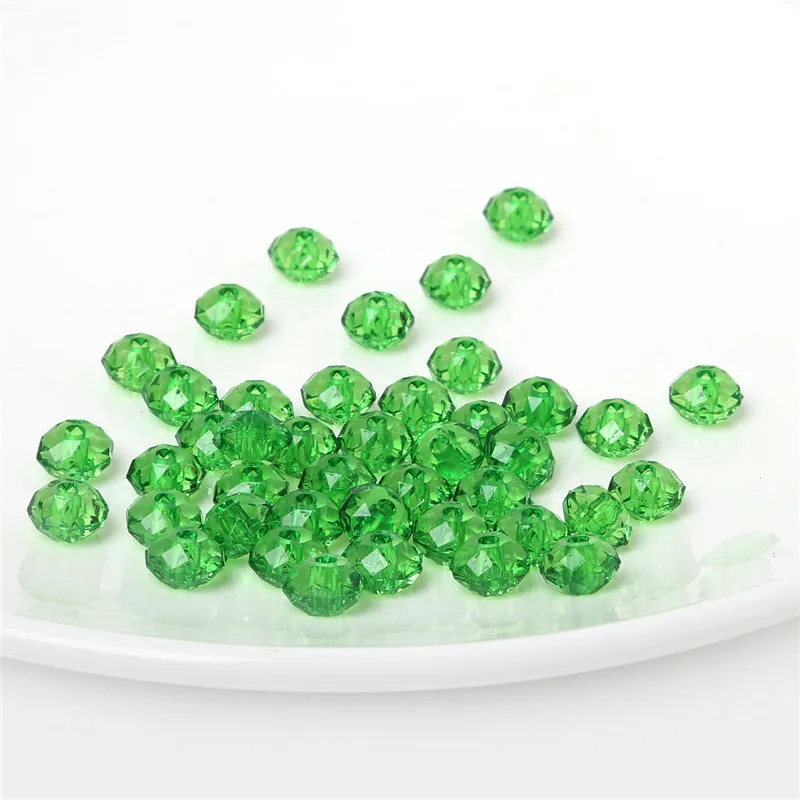 6, 8, 10, 12 мм чешские круглые акриловые бусины с отверстием, граненые пластиковые бусины для изготовления украшений вручную, 95-500 шт, ожерелье - Цвет: Green