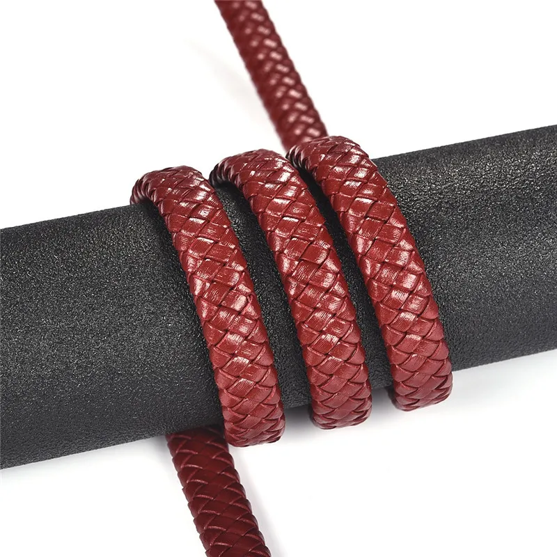 12x6 мм Шнур из натуральной кожи для DIY мужчин браслет Изготовление ювелирных изделий плоский плетеный шнур аксессуары фурнитура подарок ручной работы