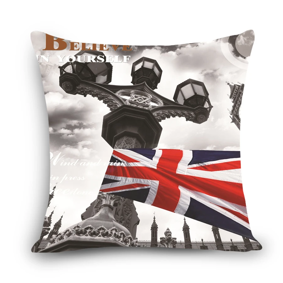 Home Decorative pillow car seat back Cushion cover Euro style scenery Pillowcases 18&quot Vintage Cotton Linen Square Pillow MYJB1 | Дом и сад
