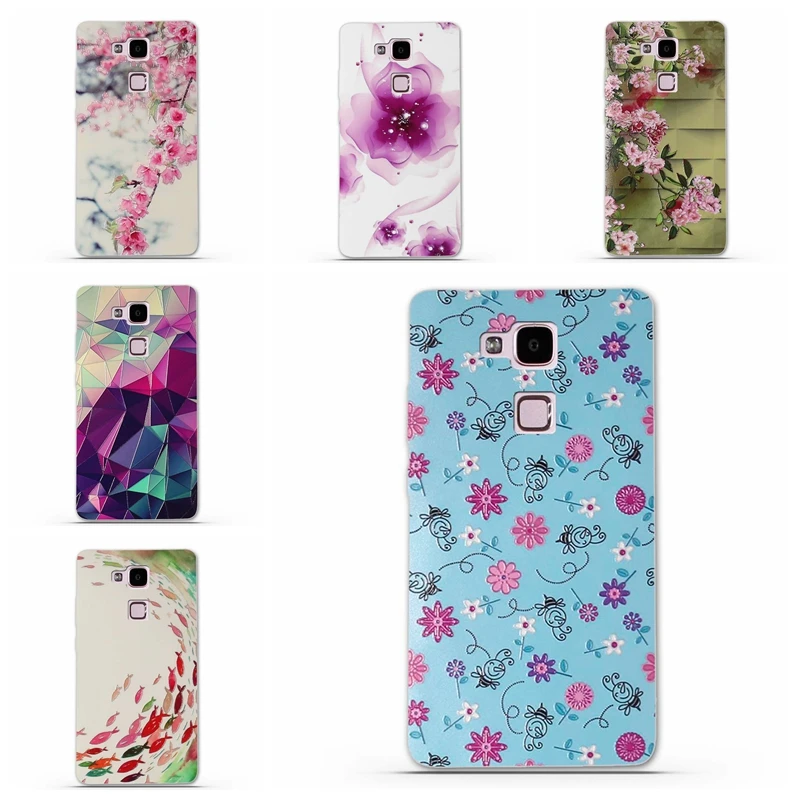 

Soft TPU Case for Huawei Ascend Mate 7 Mate7 Flowers Fashion Pattern Phone Case For Huawei Mate 7 Silicone Funda Shell