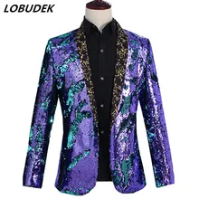 Высокое качество листать пайетки куртка блейзеры Для мужчин формальные сценический костюм вечернее вечерние бар певица этап хозяин Костюмы красный тонкий слой