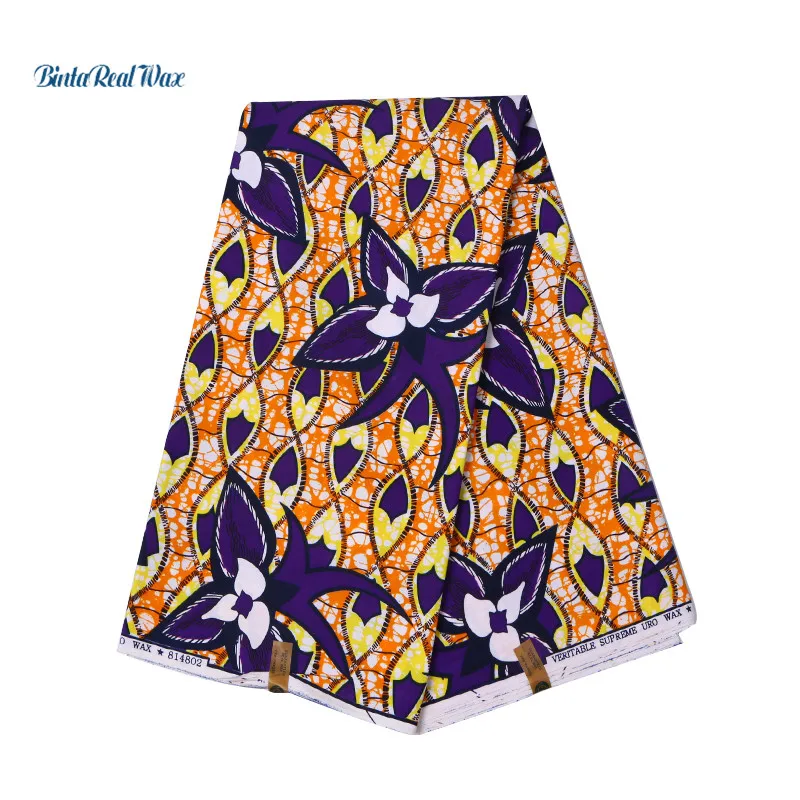 

2019 Ankara African 100% Polyester Wax Prints Fabric binta real Wax High Quality 6 yards African Fabric for Dress sp188