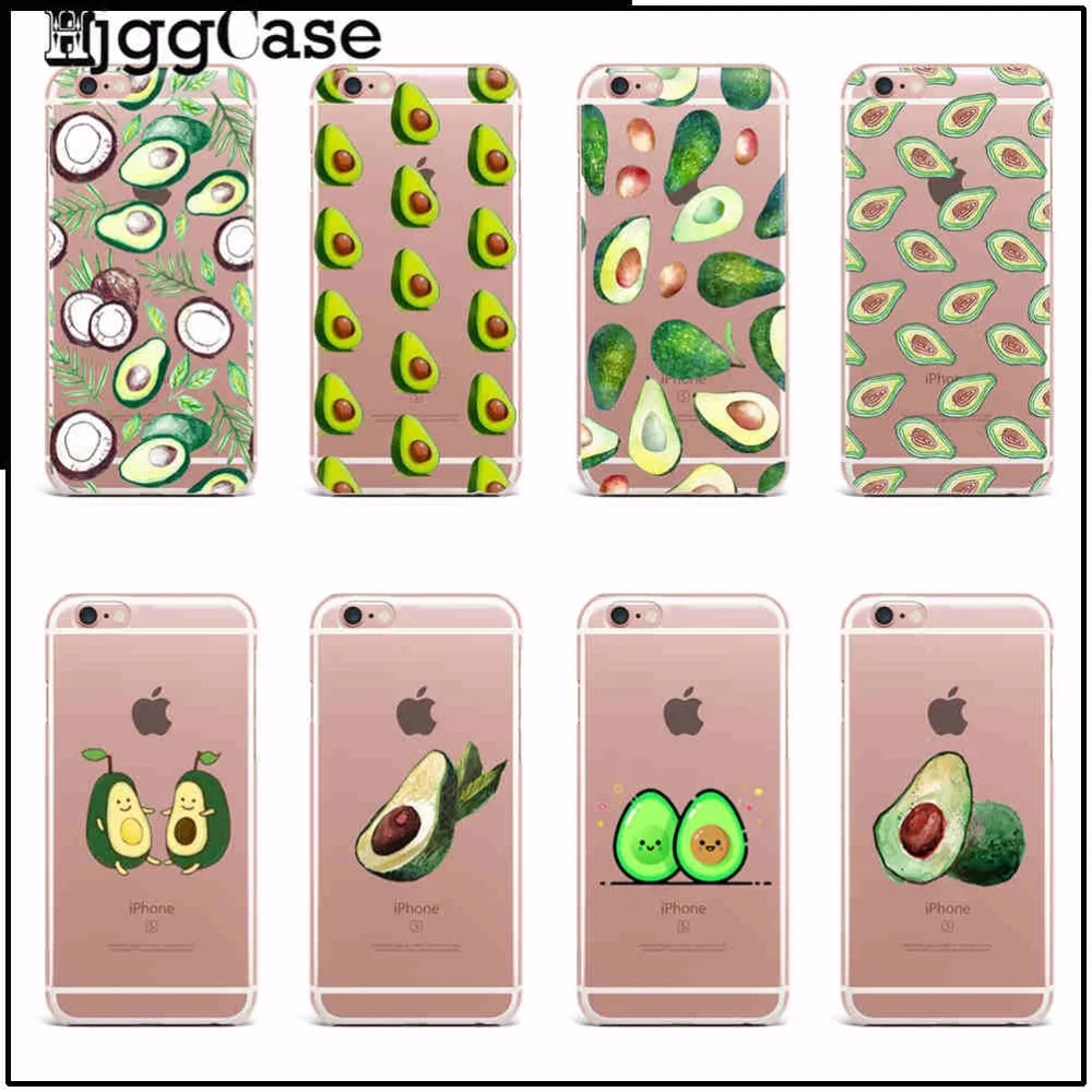 

avocado Phone Cover Case For iPhone 5 5S SE 4 4S 5C 7 7Plus 6 6S PlusTransparent TPU soft Silica gel protective Cover Coque