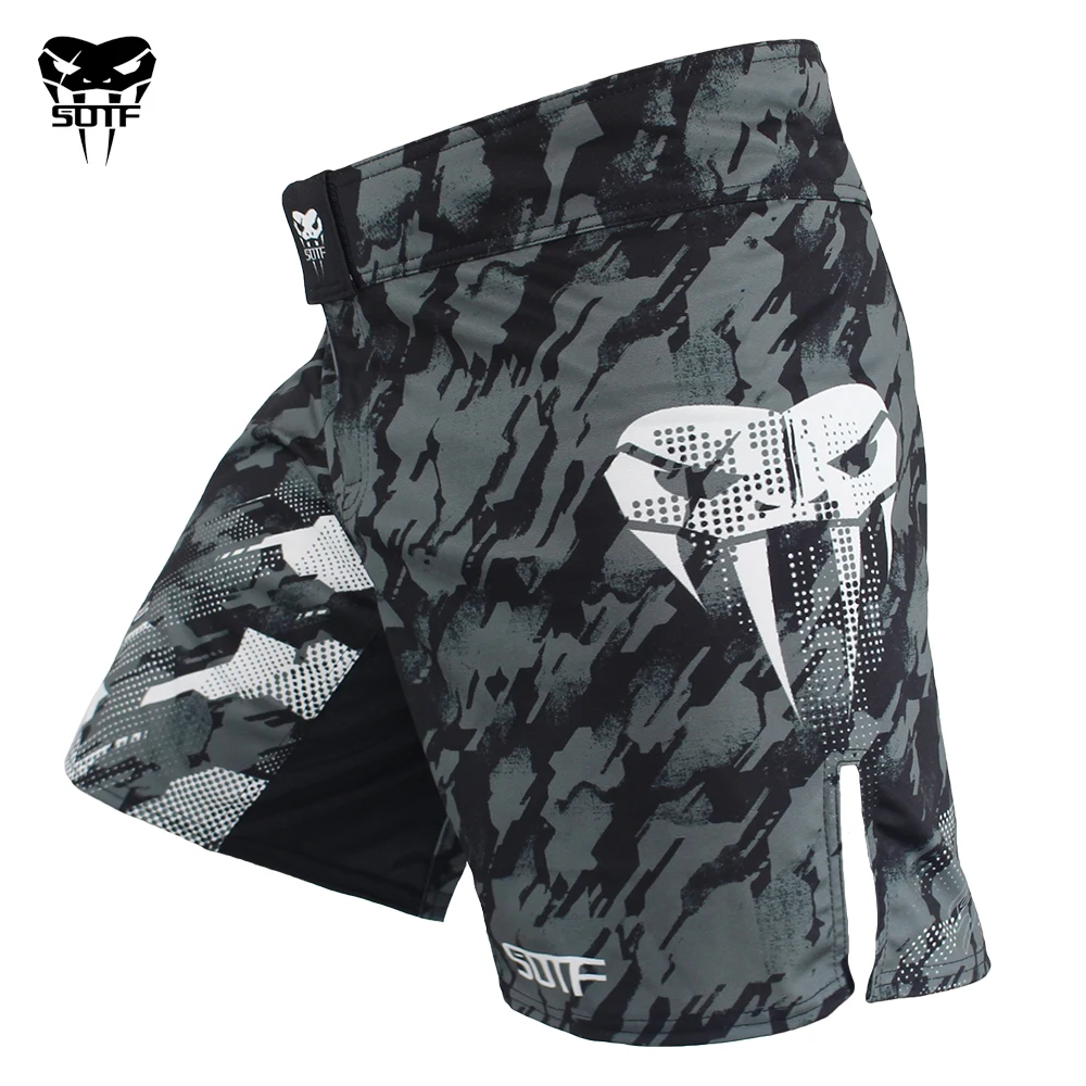Pantalones cortos para artes marciales color gris estampado de camuflaje