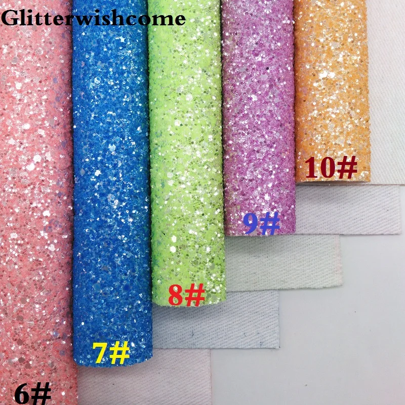 Glitterwishcome 21X29 см A4 размер винил для луков Кристалл Толстый блеск кожа ткань винил для луков, GM128A