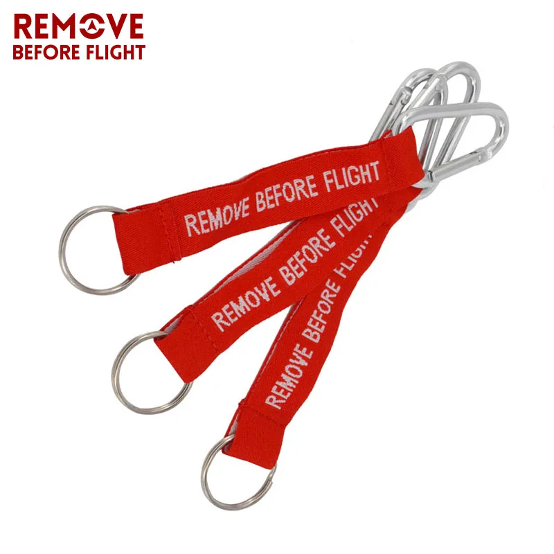 Remove Before Flight Key Chains Special Luggage Tag Label Red Embroidery Key Ring Chain for Aviation Gifts OEM Keychain Jewelry (3)