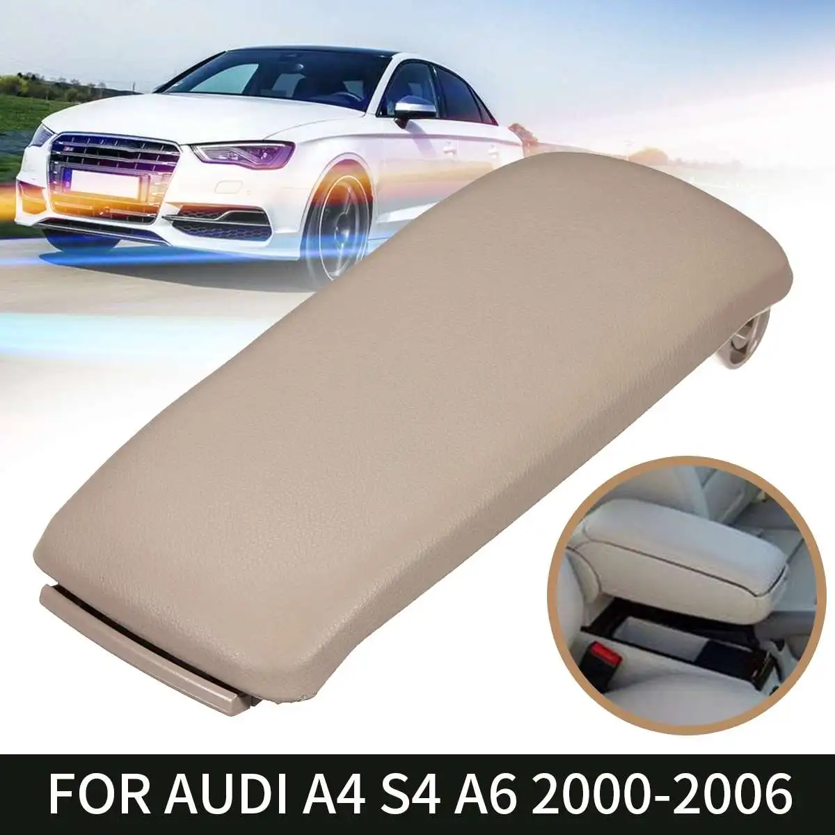 Авто кожаный подлокотник центральной консоли для AUDI 2000 2001 2002 2003 2004 2005 2006 A4 S4 A6 Allroad - Название цвета: Breige