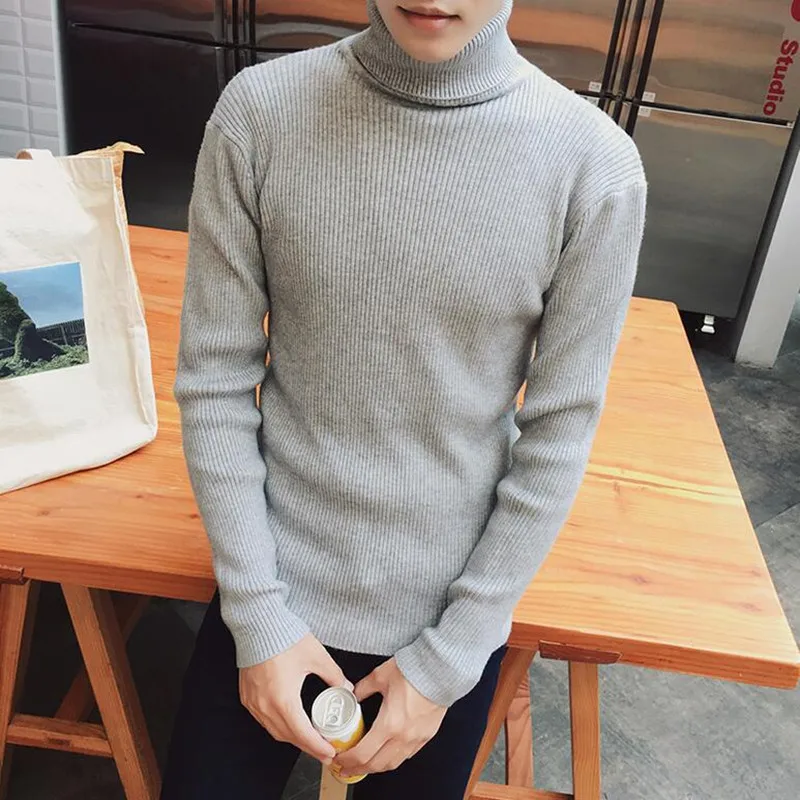 Turtleneck Sweater Men Casual Knitted Sweaters Men