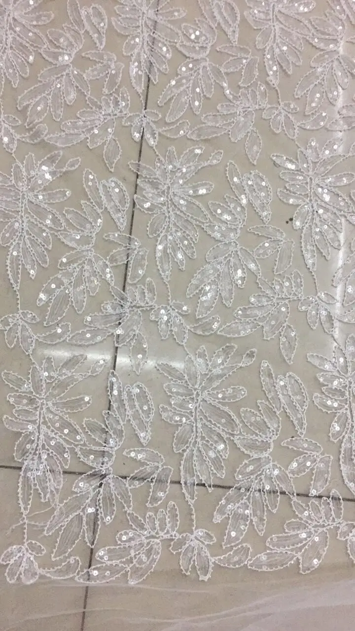 

unique Nigerian French Mesh Lace Material with beads and sequins J-6145 embroidered French net Lace Fabric with super Quality