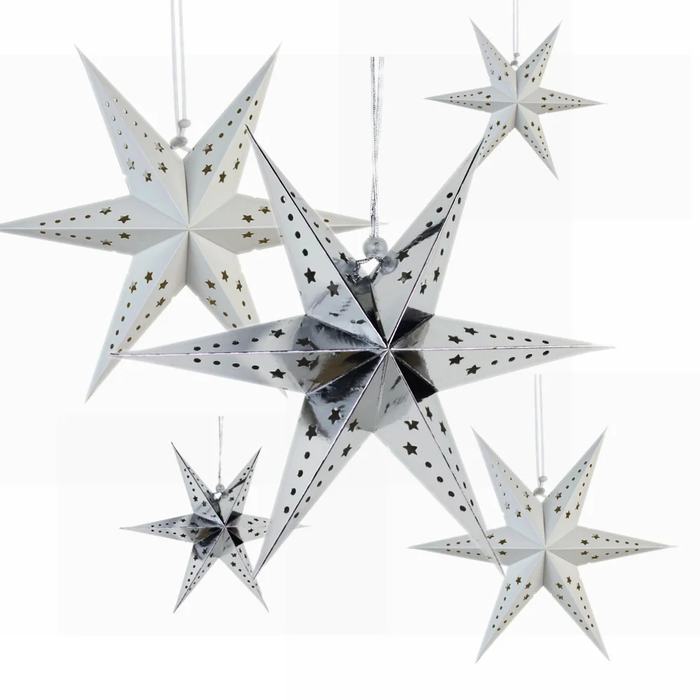 

1pc 30cm Paper Star Lantern with 6 Angle Window Decor Paper Ornaments For Wedding Birthday Party Christmas New Year Celebration