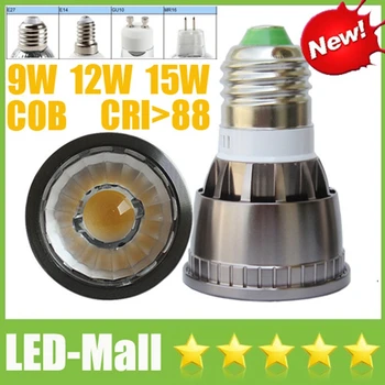 

2017 Noble CREE COB 9W 12W 15W LED Spotlights GU10 E27 E14 MR16 GU5.3 High Bright Spot Lights Bulbs Lamp Warm/Cool/Natural white
