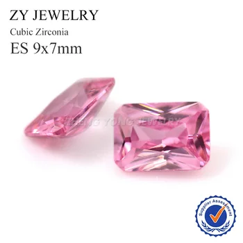 

Amazing 9*7mm 300pcs/lot Rectangle Cut CZ Cubic Zirconia Pink Synthetic Stone Beads Landing