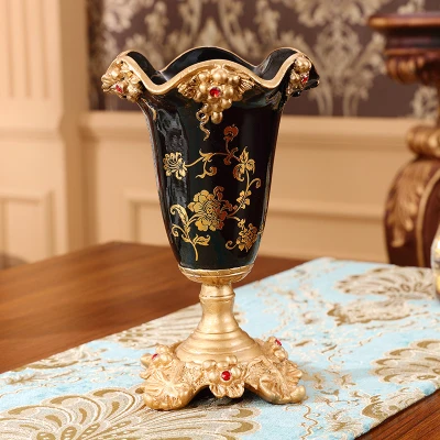 Креативная Европейская ретро ваза из смолы, статуэтка для домашнего интерьера, украшения для гостиной, столовой, столовые вазы+ Шелковый цветок, искусство - Цвет: style 3