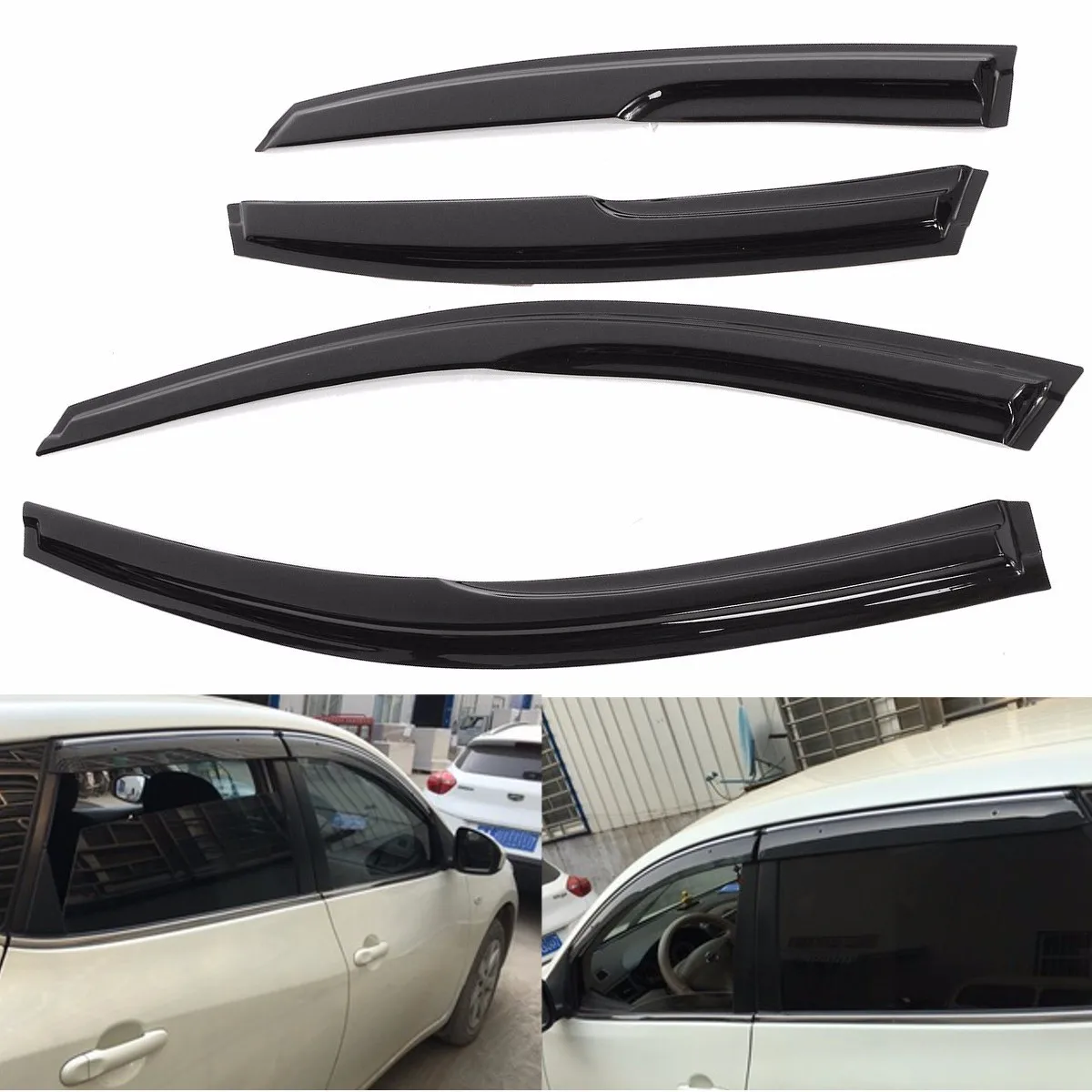 4Pcs Set Car Door Side Window Visor Moulding Awning Shelters Shade