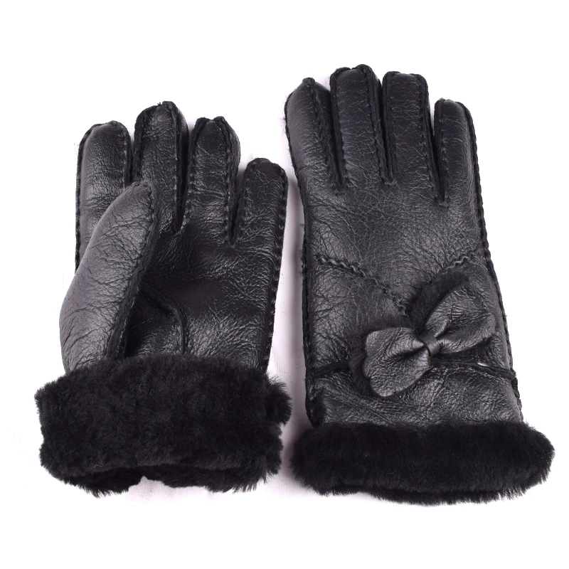 Перчатки из натурального меха для женщин, высококачественные теплые модные перчатки из овечьего меха LQ07029