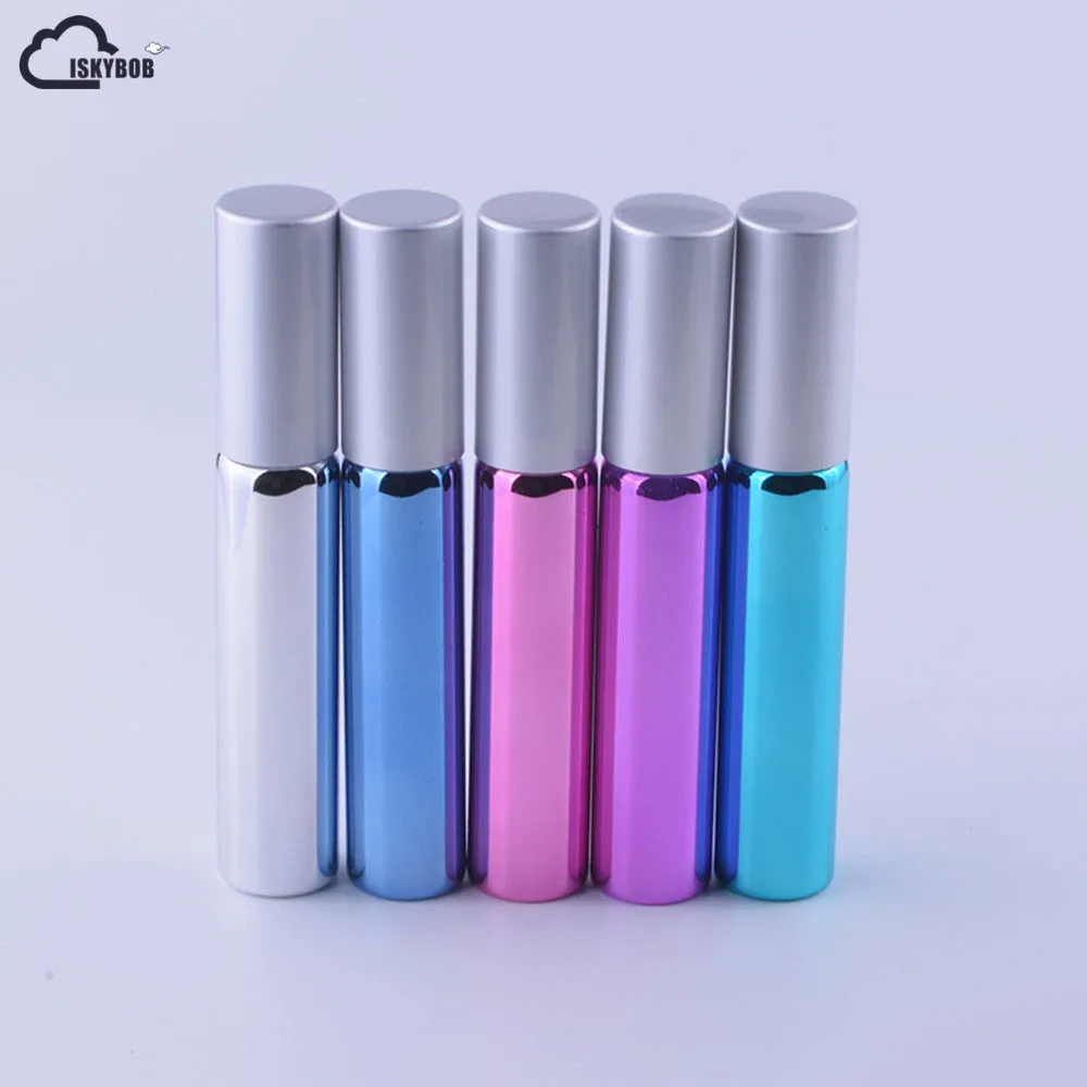 

ISKYBOB 10ML Stainless Steel Metal Roll on Bottles Essential Oil Perfume Roller Hot for Travel