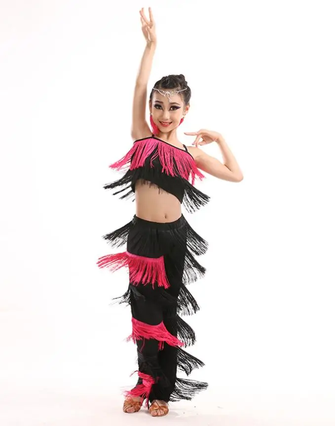 Latin Dance Dresses For Sale Ballroom Plus Size Fringe Tassel Dress Pants Sequin Fringe Salsa Samba Costume Kids Girls