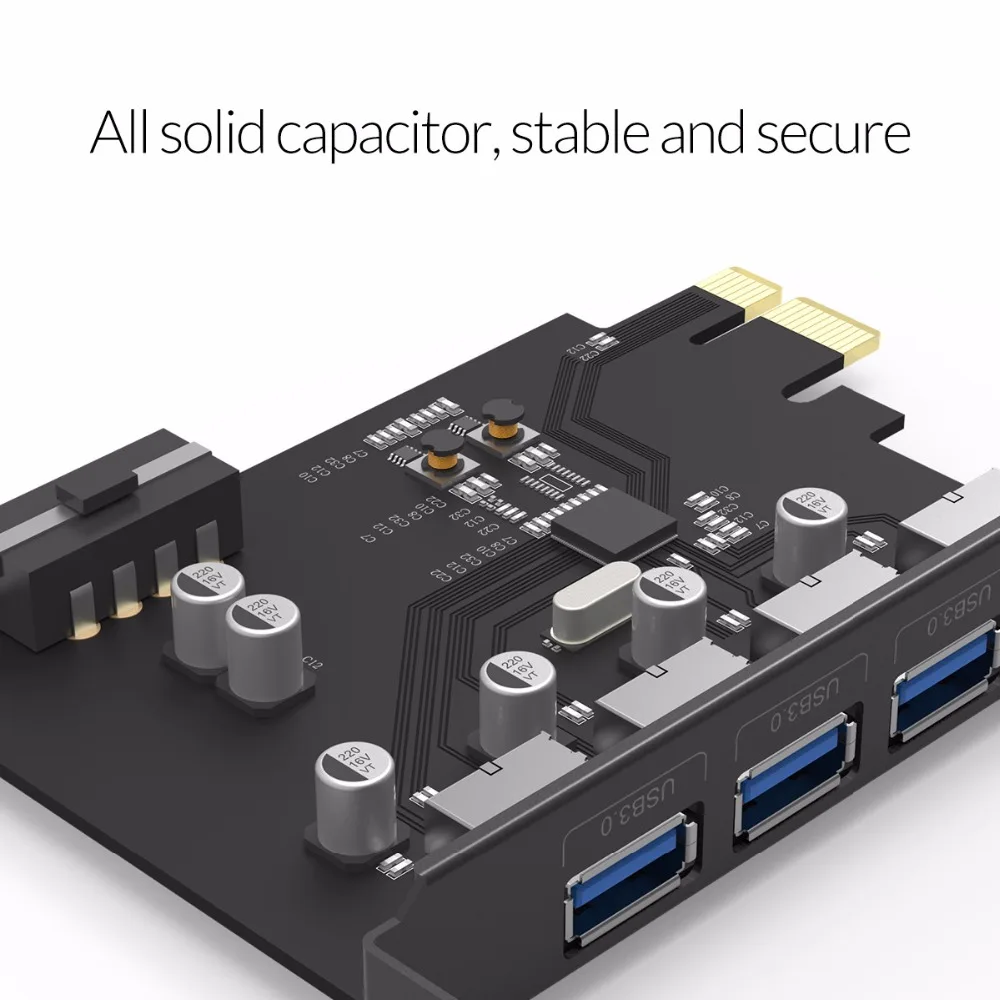 ORICO 4-Порты и разъёмы USB3.0 карта расширения PCI-E 3,0 адаптер USB 3,0 HUB расширитель PCI-E карта Поддержка Windows, Mac OS, Linux