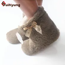 Suihyung Women Home Slippers Winter Warm Plush Indoor Shoes Comfortable Soft Plush Slippers Ladies Bow knot