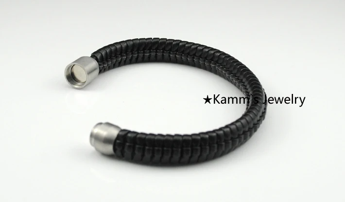 Мужской кожаный браслет с магнитом из нержавеющей стали KB457