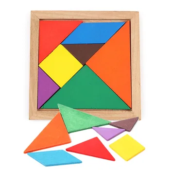 Colorful Wooden Tangram Brain Teaser Puzzle Toys Tetris Game Preschool Magination Intellectual Educational Kid Toy Gift fenglaiyi diy tetris puzzle retro style game tower baby colorful brick creative puzzle led night light children gift lamp