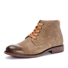 38-45 Naturel En Cuir D’hiver Bottes Hommes En Daim Chaud Hiver Hommes Bottes En Peluche Bout Pointu Haute Qualité