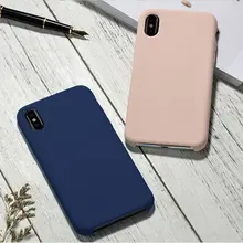 

Silicone Phone Case For Fundas iphone X XS Max XR Simple Solid Color Ultrathin Soft TPU Cases Candy Color Bag Case Cover PINK