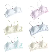 Junior Puberty Girls Spaghetti Straps Training Bra Sweet Candy Color Racerback Underwear Mini Letters Bowknot Bralette Crop Top spaghetti straps bowknot short tank top