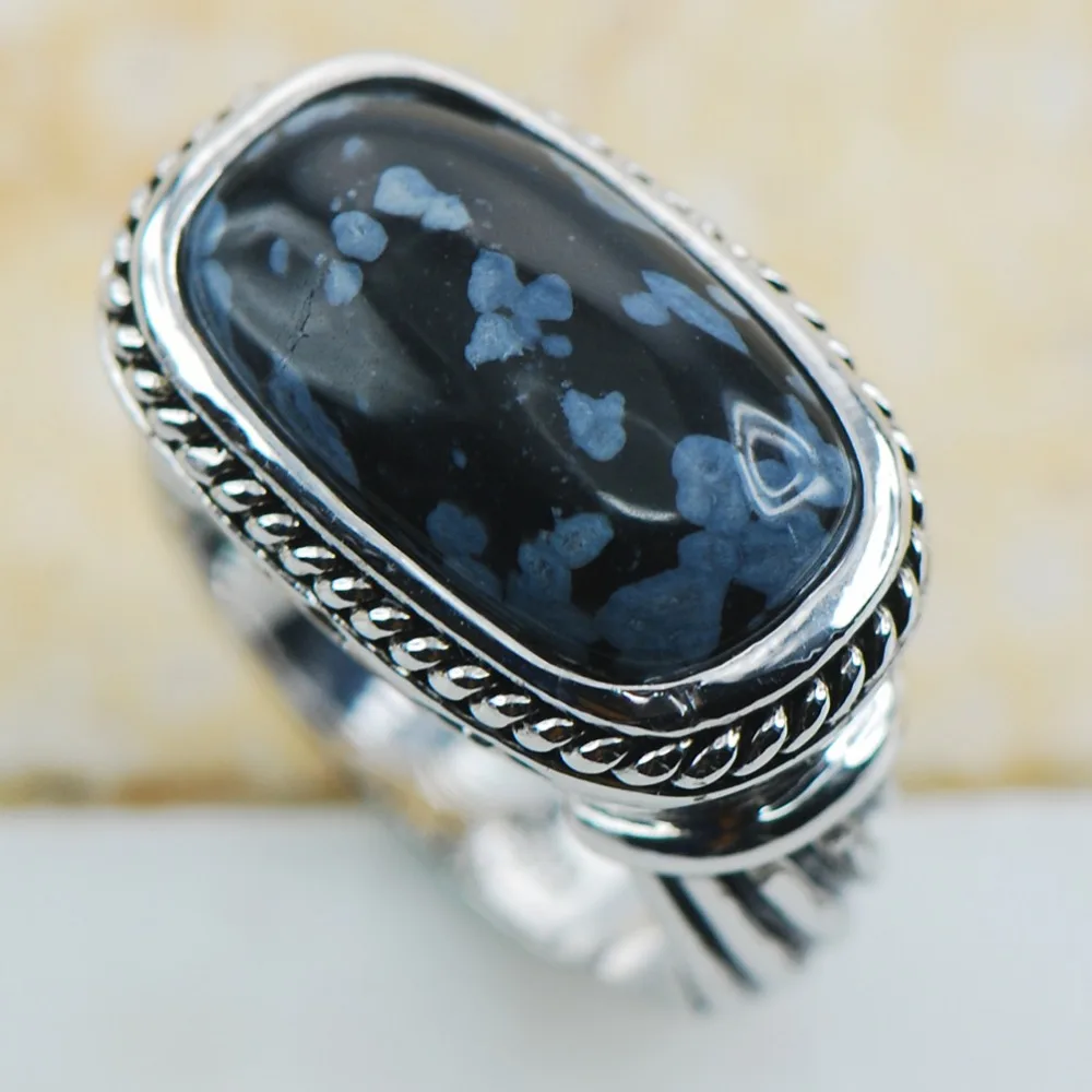  Snowflake  Obsidian 925 Sterling Silver  Top Quality Fancy 