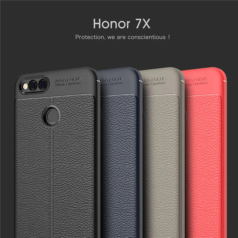 For Huawei Honor 6A 6X 7A 7X Case Leather Desgin Shockproof TPU Mate 9 Lite GR5 2017 Y6 2018 Litchi pattern | Мобильные телефоны и