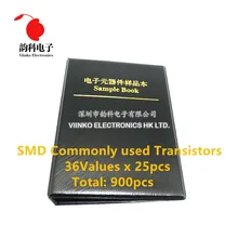 36 tipos x25pcs comumente usado smd transistor sortimento kit sortido livro de amostra