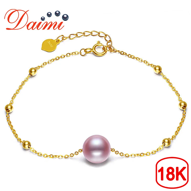 

DAIMI Intense Purple Freshwater Pearl Bracelet Pure 18K Gold Bracelet Jewelry Gift For Women