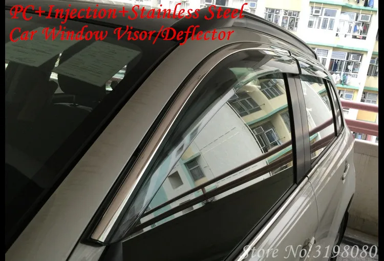 

FOR HYUNDAI IX35 2010+, Car Deflector 4PCS Window Door Visor,PC+Stainless+Injection,Weather Rain Sun guard,Car Auto Accessories