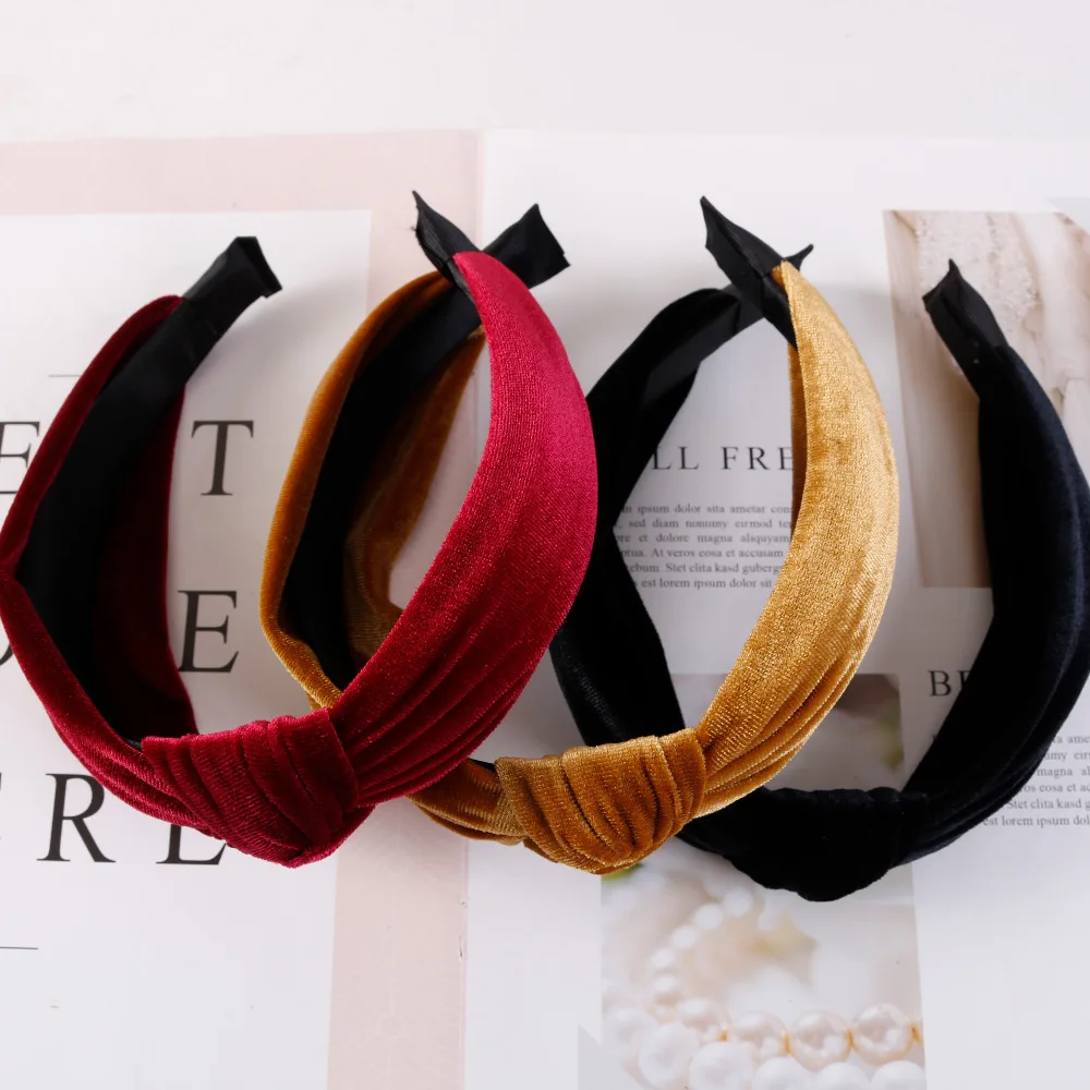 

2018 Vintage Solid Hairband Headband For Women Hair Band Pleuche Hair Hoop For Adult Elastic Hair Band Hair Accessories