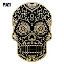 Pegatina YJZT 10,2 CM * 15,6 CM Día de los muertos Rockabilly Rock Vintage azúcar en forma de calavera para coche ventana pegatina reflectante C1-7062