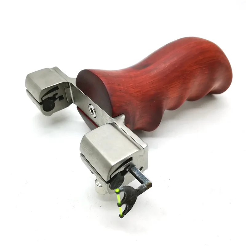 

Titanium alloy Hunting Slingshot Catapult Camshaft Wood Handle Bow Head Adjustable With Rubber band Outdoor Shooting Games
