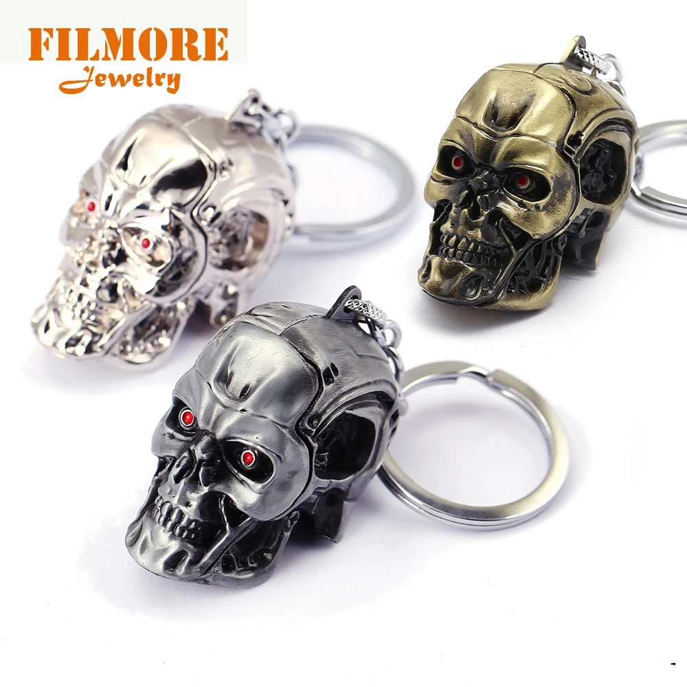 

Motorcycles Keyring Movie Terminator 3D Skull Head Alloy Keychain Charms Men's Keychains Ghostface Jewelry Accessories Wholesale