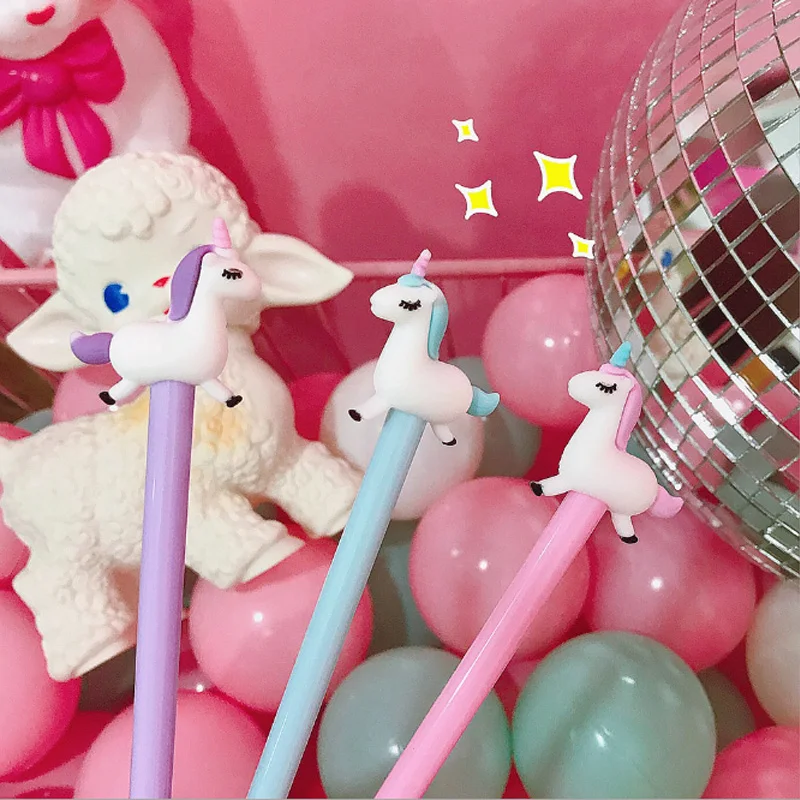 3 шт./лот Kawaii милые гелевые ручки с прыгающим единорогом креативные нейтральные