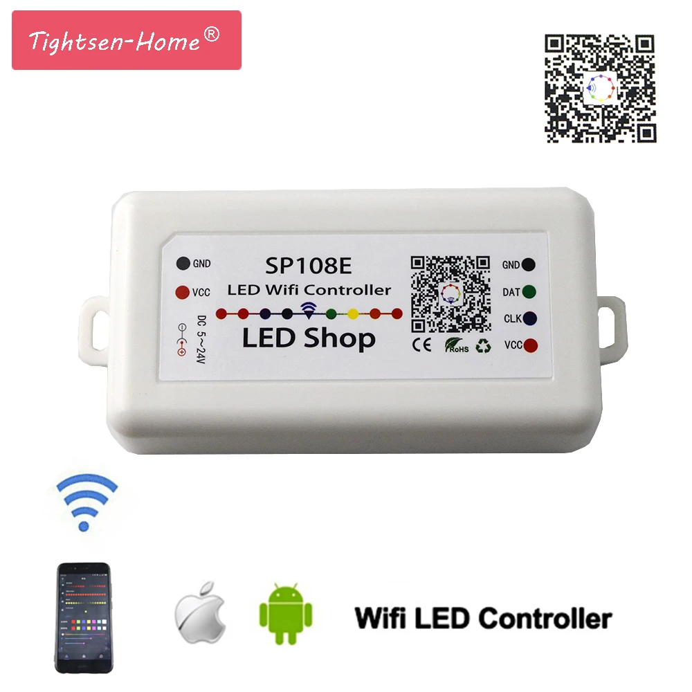 Смарт-SP108E WIFI контроллер led пиксель по телефону iOS Android APP для WS2811 WS2812B WS2813 SK9822 APA102 Светодиодные ленты света DC5-24V