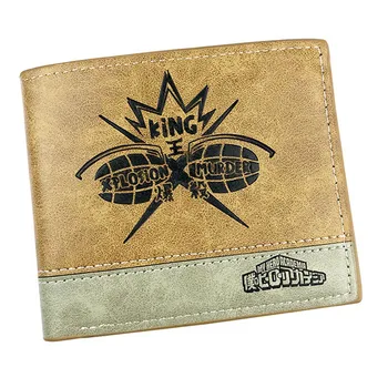 

My Hero Academia Anime Khaki Leather Wallet Short Card and Photo Holder Purse Gift Money Bag