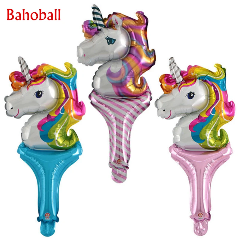 

5pcs Unicorn Party Hand-held Sticks Foil Balloons Globos Inflatable Classic Toys Kids Birthday Party Ballon Decorations Supplies