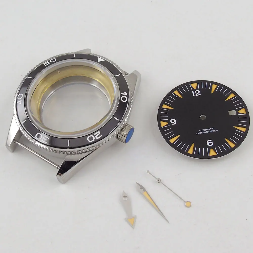 2018 Sapphire Glass High quality hardened Watch Case 41mm parnis black Dial + Hands + Watch Case set fit ETA 2824 2836 Movement 2018 Sapphire Glass High quality hardened Watch Case 41mm parnis black Dial + Hands + Watch Case set fit ETA 2824 2836 Movement