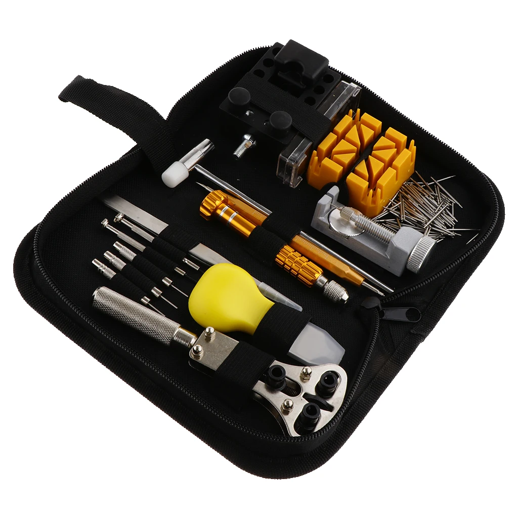 140 Pieces Watch Repair Tool Kit Battery Back Case Opener Spring Pin Remover