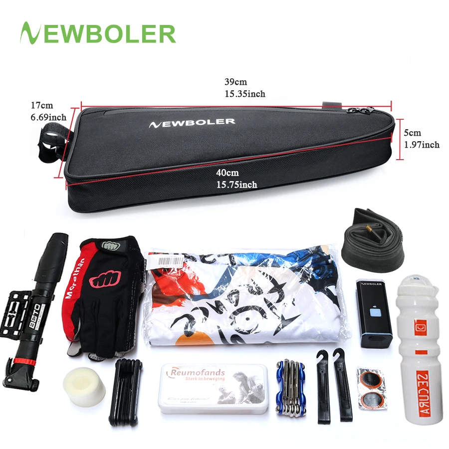 Cheap NEWBOLER Bicycle Triangle Bag Bike Frame Front Tube Bag Waterproof Cycling Bag Battery Pannier Packing Pouch Accessories No Lip 8