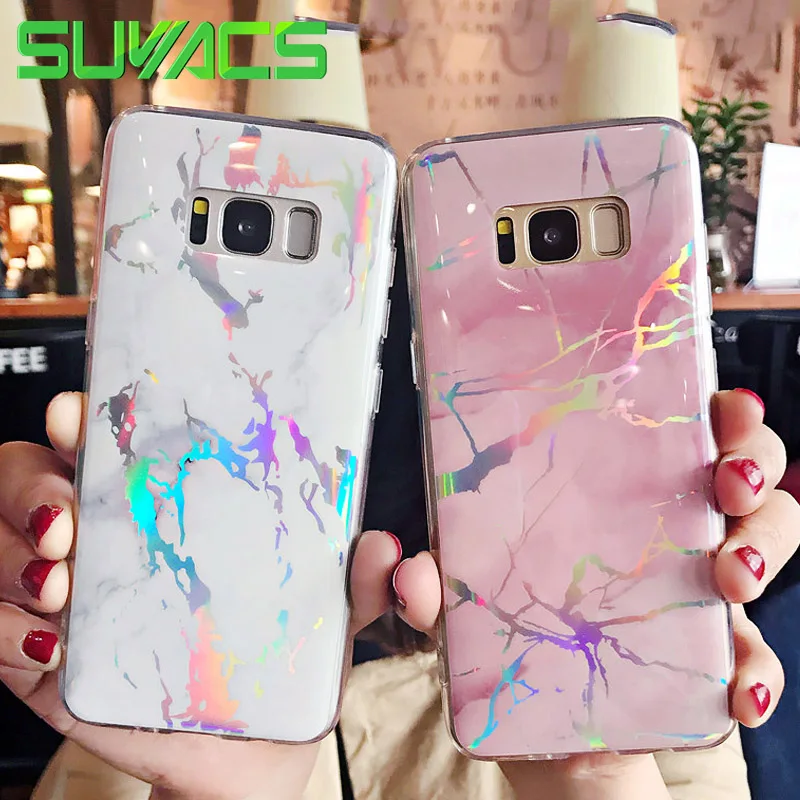 SUYACS Радужный голографический мраморный чехол для телефона Samsung S10 Plus S10e Note 8 9