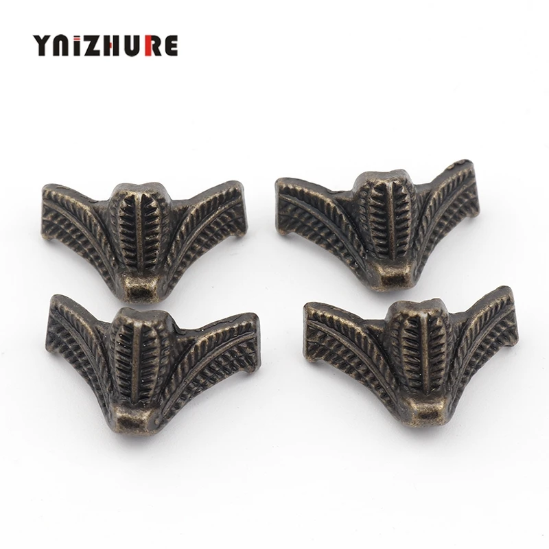

4PCS Antique Corner Protector Bronze Jewelry Chest Box Wooden Case Decorative Feet Leg Metal Corner Bracket Hardware