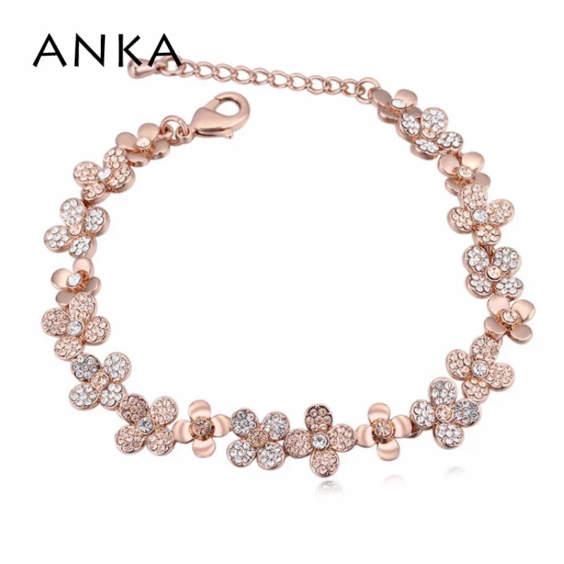 

ANKA elegant four petals authentic bracelets & bangles for women / lovers wedding jewelry bracelets femme fashion Gift #123451