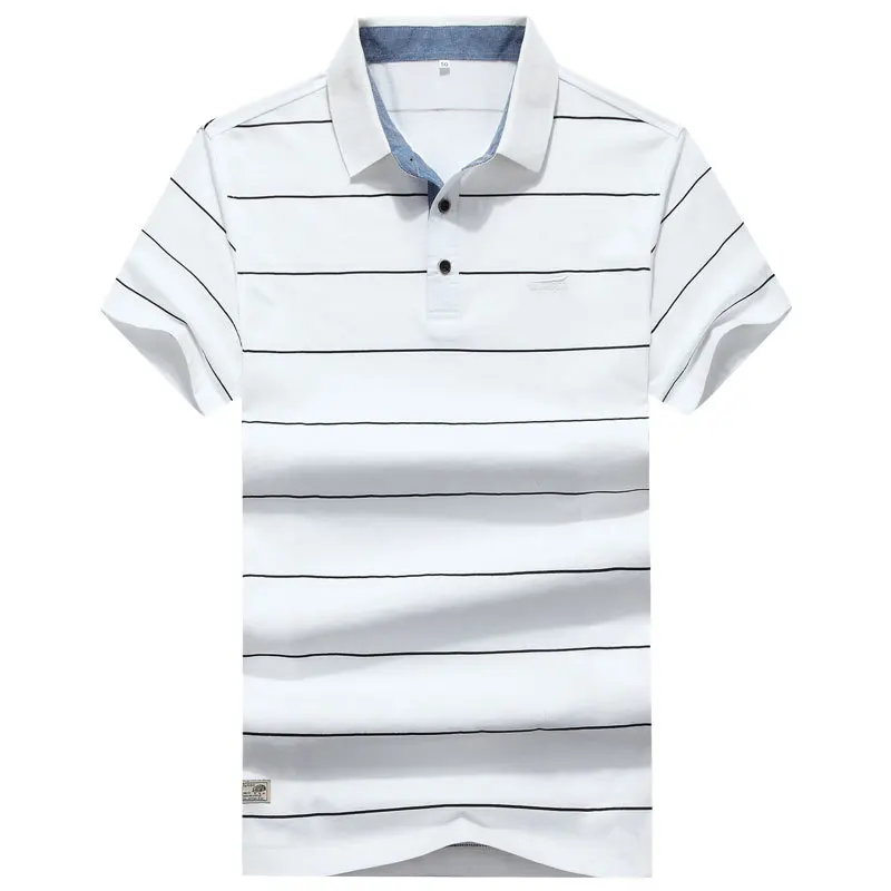 XXXXL Summer Men's Striped Cotton Polo Shirts Brand Fitness Tops Tees Short Sleeve Shirts Casual Black and White Men CLOTHES