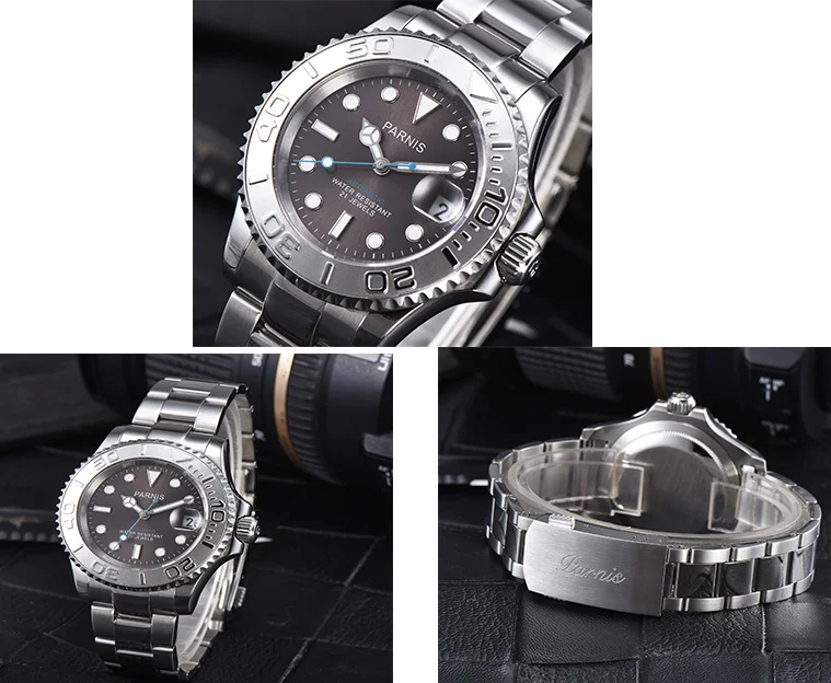 Parnis 40mm relógio automático masculino miyota 8215