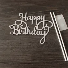 Новинка, Топпер для кексов, тортов, флаги с надписью Happy birthday, двойная палочка для семьи, дня рождения, вечеринки, украшения для выпечки, товары, Прямая поставка, FAS